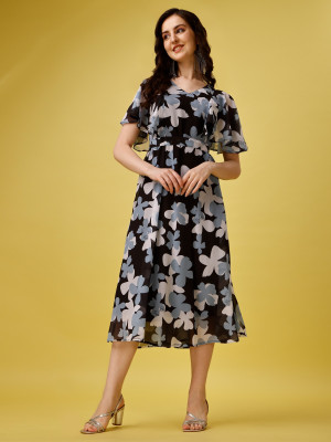 RK Creation Flared/A-line Gown(Black)