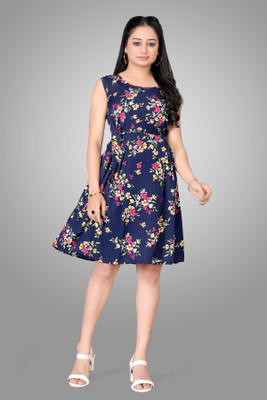 Lnfashionn Women A-line Dark Green Knee Length Dress