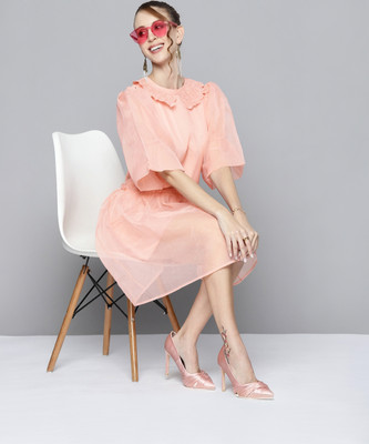 SASSAFRAS Women A-line Pink Knee Length Dress