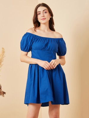 RARE Women Fit and Flare Blue Dress