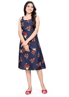 Wearwa Women A-line Black Below Knee Dress