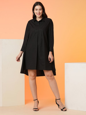 Globus Women A-line Black Knee Length Dress