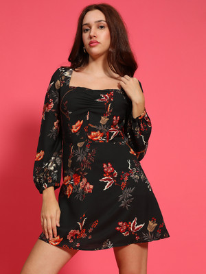 OXOLLOXO Women Fit and Flare Multicolor Knee Length Dress