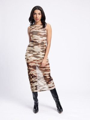 Glitchez Women Bodycon White Midi/Calf Length Dress