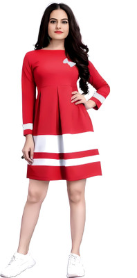 HEMANG FASHION Women A-line Red Above Knee/Mid Thigh Length Dress