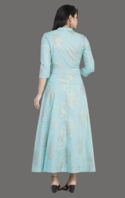 Fine Tune Fashions Women Gown Blue Dress