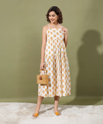 Vishudh Women Maxi Multicolor Midi/Calf Length Dress