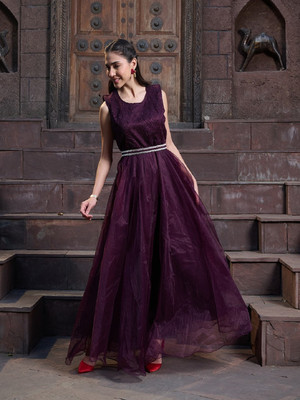 Stylum Women Ethnic Dress Purple Ankle Length Dress