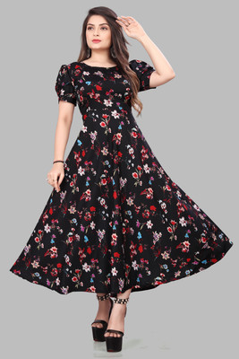 LEZLY Women Maxi Black Full Length Dress