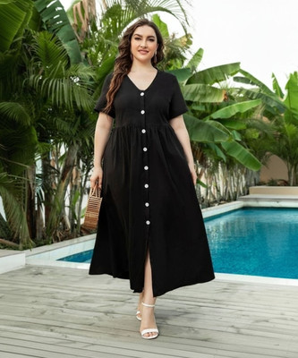 Safoora Creation Women A-line Black Maxi/Full Length Dress