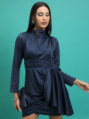 Tokyo Talkies Women Wrap Dark Blue Dress