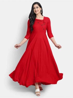 Ranawatintrend Women Embroidered Anarkali Kurta(Red)