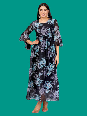JC4U Women Gown Light Blue Maxi/Full Length Dress