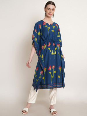 METRONAUT Women Kaftan Blue Midi/Calf Length Dress