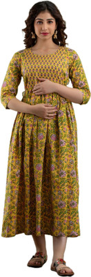HouseOfCommon Women Gown Yellow Midi/Calf Length Dress