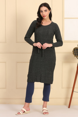 Aurelia Women Fit and Flare Grey Knee Length Dress