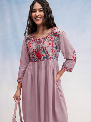 Vishudh Women A-line Pink Mini/Short Dress