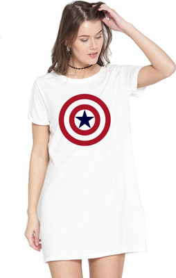HouseOfCommon Women T Shirt White Above Knee/Mid Thigh Length Dress