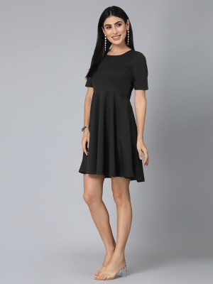 Style Quotient Women Fit and Flare Black Dress