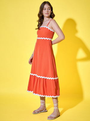DIMPY GARMENTS Women Maxi Orange Midi/Calf Length Dress
