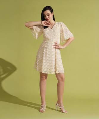 Globus Women A-line White Mini/Short Dress