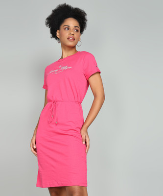 TOMMY HILFIGER Women Sheath Pink Knee Length Dress