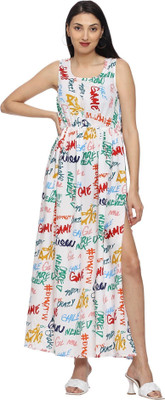 ROARERSS Women Maxi White Full Length Dress