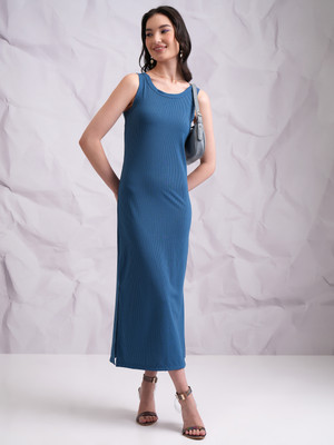 Tokyo Talkies Women A-line Blue Maxi/Full Length Dress
