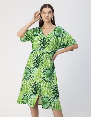 moomaya Women Fit and Flare Green Knee Length Dress