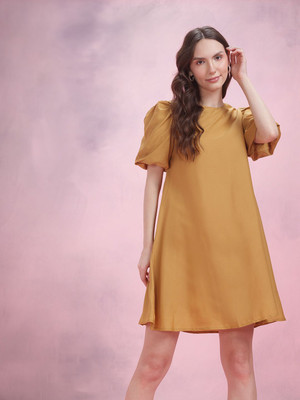 Dressberry Women A-line Yellow Above Knee/Mid Thigh Length Dress