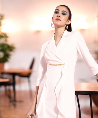 Miss Chase Women A-line Pink Above Knee/Mid Thigh Length Dress