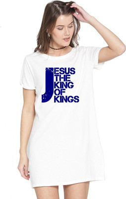 HouseOfCommon Women T Shirt White Above Knee/Mid Thigh Length Dress
