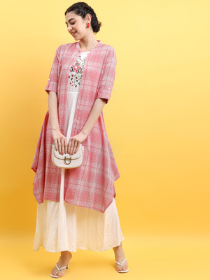 Vishudh Women High Low Multicolor Maxi/Full Length Dress