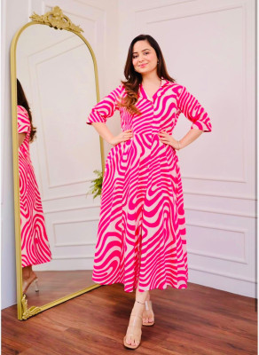 CHARVISCHOICE Women Gown Pink Midi/Calf Length Dress