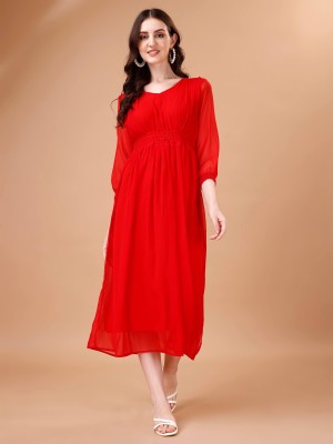 Balar Fashion Women Fit and Flare Red Dress