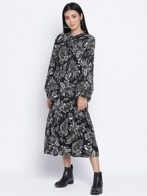 OXOLLOXO Women A-line Black Maxi/Full Length Dress