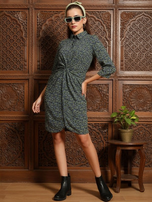 OXOLLOXO Women Fit and Flare Green Knee Length Dress