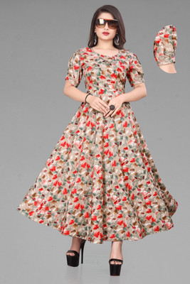 Parth Creation Women Fit and Flare Multicolor Maxi/Full Length Dress