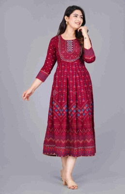 GAZLA FASHION Women A-line Purple Below Knee Dress