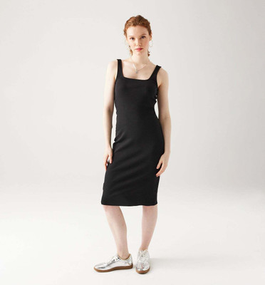 DESIGN PLUS FASHION Women Bodycon Black Midi/Calf Length Dress