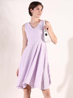 Showoff Women Fit and Flare Purple Dress