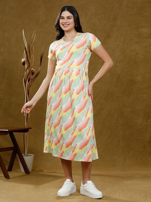 True Shape Women A-line Red Midi/Calf Length Dress