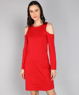 METRONAUT Women Shift Red Above Knee/Mid Thigh Length Dress