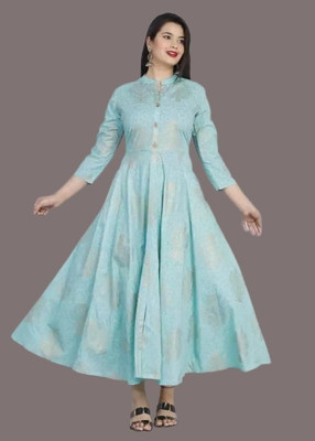 A N Enterprises Flared/A-line Gown(Blue)