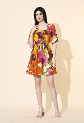 ADRIANA Women A-line Multicolor Mini/Short Dress