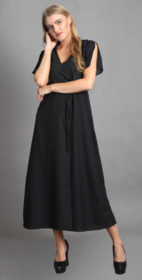 TANDUL Women Maxi Black Midi/Calf Length Dress