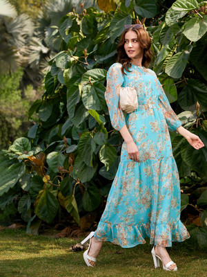 SASSAFRAS Women A-line Blue Maxi/Full Length Dress