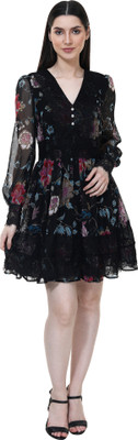 TSM Women Fit and Flare Multicolor Above Knee/Mid Thigh Length Dress