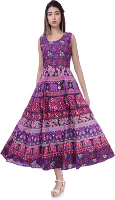 RAJDEVI JAIPUR PRINTS Women Maxi Multicolor Full Length Dress