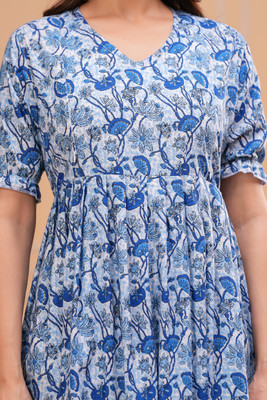 sanjya Women Printed Anarkali Kurta(Blue)